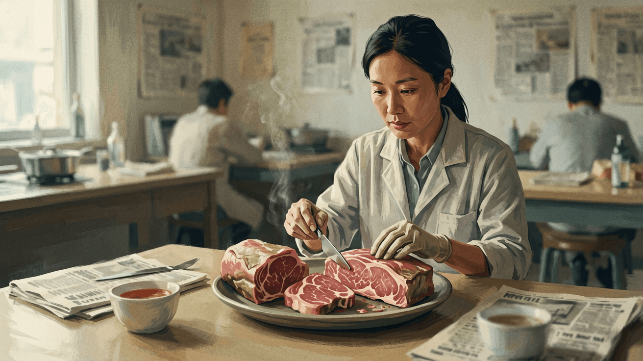 Alt text：一位年輕女性在廚房中準備健康蔬菜，背景有綠色蔬菜和陽光照進的窗戶，展現健康飲食和台灣公衛的生活場景