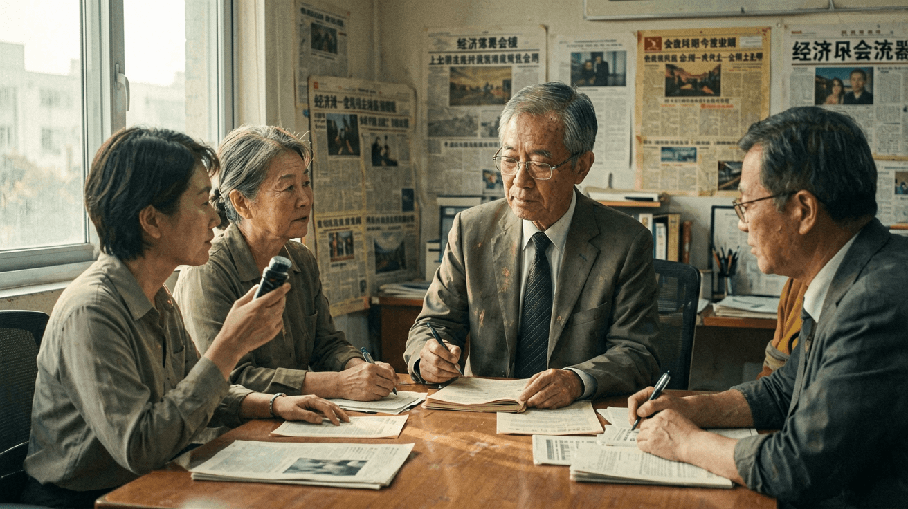 繁體中文 alt:一位女性專家在會議室內,向與會者展示有關健康科技與醫療報導的圖表,背景為大窗戶和城市天際線。